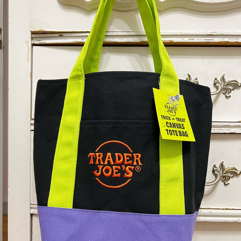 Trader Joe's Black and Purple Halloween Mini Tote Bag